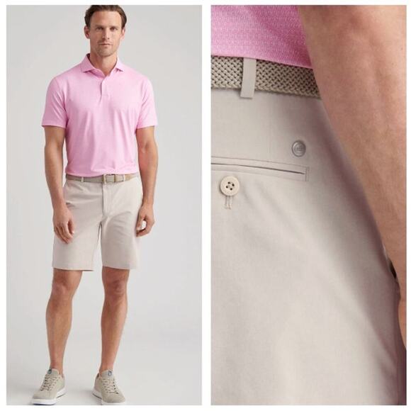 Peter Millar Crown Crafted Surge Tailored Fit Sz 40 Oatmeal Golf Shorts ME0XB10 - Picture 1 of 11